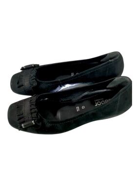 GABOR Flats Comfort Suede Easy Walking Square Toe Ruffle 7.5